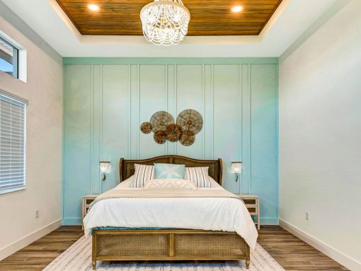 Bedroom wood ceiling detail Decorative custom wood ceiling in a bedroom